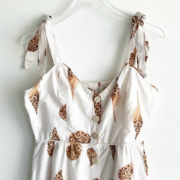 Farm Rio Large Leopard Shell Midi Dress Button 100% Cotton Sundress Print - Picture 4 of 11